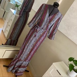 Striped maxi wrap dress.